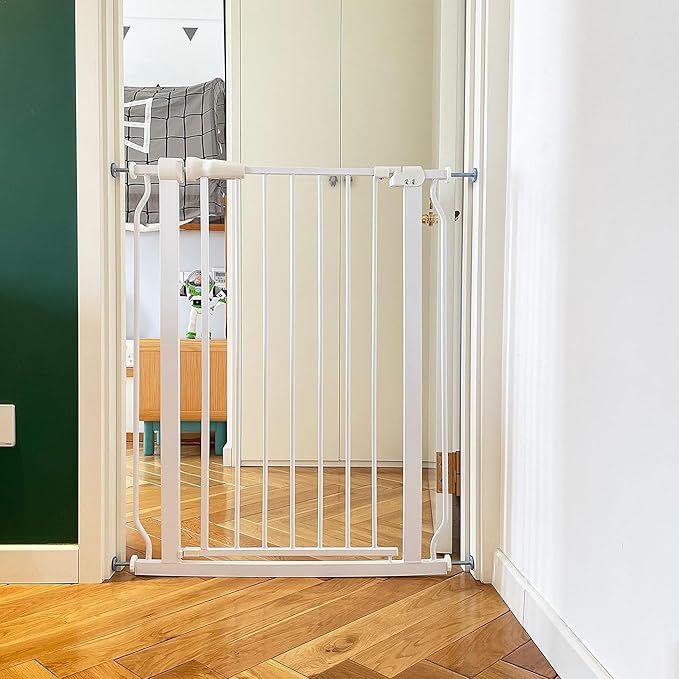 BalanceFrom Easy Walk-Thru Baby Safety Gate, Fits 29.1" to 33.8" Openings | with Hold-Open and Auto-Close – Adjustable Steel Barrier for Stairs, Doorways, and Hallways, No Drilling Installation