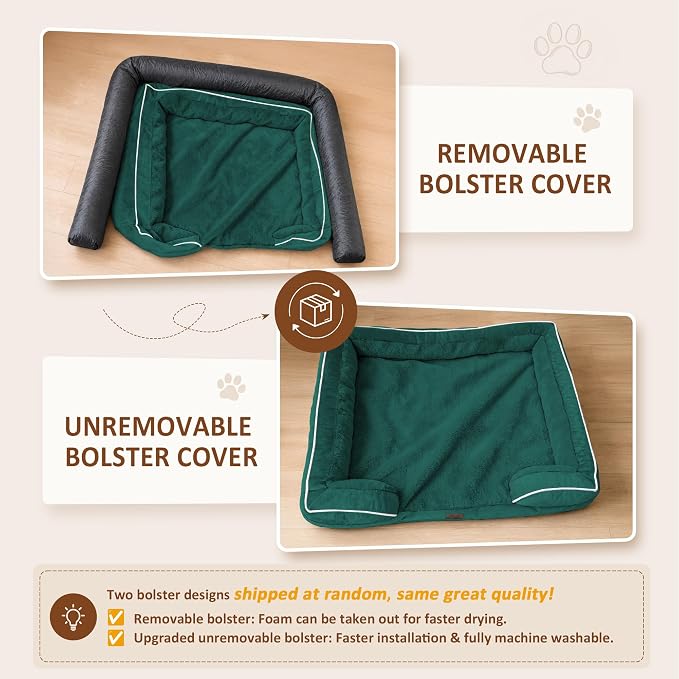 Comfort Expression Orthopedic Dog Bed for Extra Large Dogs with Bolster | Waterproof Dog Couch Bed with Washable Cover & Non-Slip Bottom, Supportive Egg Crate Foam Big Dog Bed, 53x42Inch