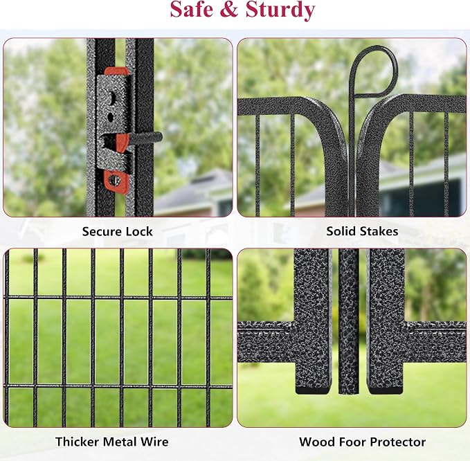Dog Playpen, 32inch 20 Panels Outdoor Dog Fence Indoor Dog Pen Anti-Rust Pet Puppy Pen Dog Exercise Pen with Lock for Medium Small Dogs, Portable Pet Fence for Yard RV Camping