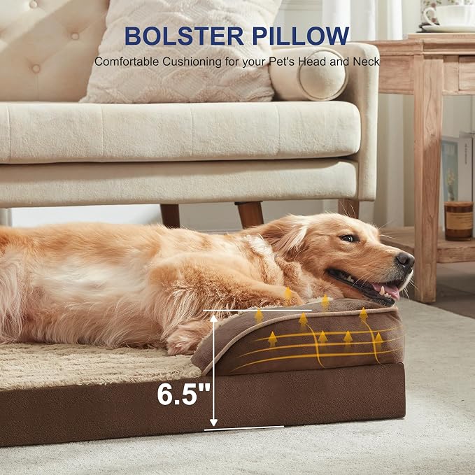 FURTIME Orthopedic Small Dog Bed, Waterproof Dog Beds, 28x23x6.5 Supportive Foam Pet Couch Bed with Removable Washable Cover and Nonskid Bottom