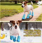 Dog Shoes for Small Dogs, Dog Boots & Paw Protectors for Hot Pavement Winter Snow Hiking, Anti-Slip Dog Booties for Hardwood Floor Blue Size 3