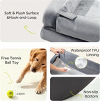 Waterproof Orthopedic Dog Bed for Medium Large Sized Dogs | Memory Foam Pet Bed Sofa with Bolster, Dog Couch with Washable Cover & Non-Slip Bottom, 36x27 Inch, Light Grey