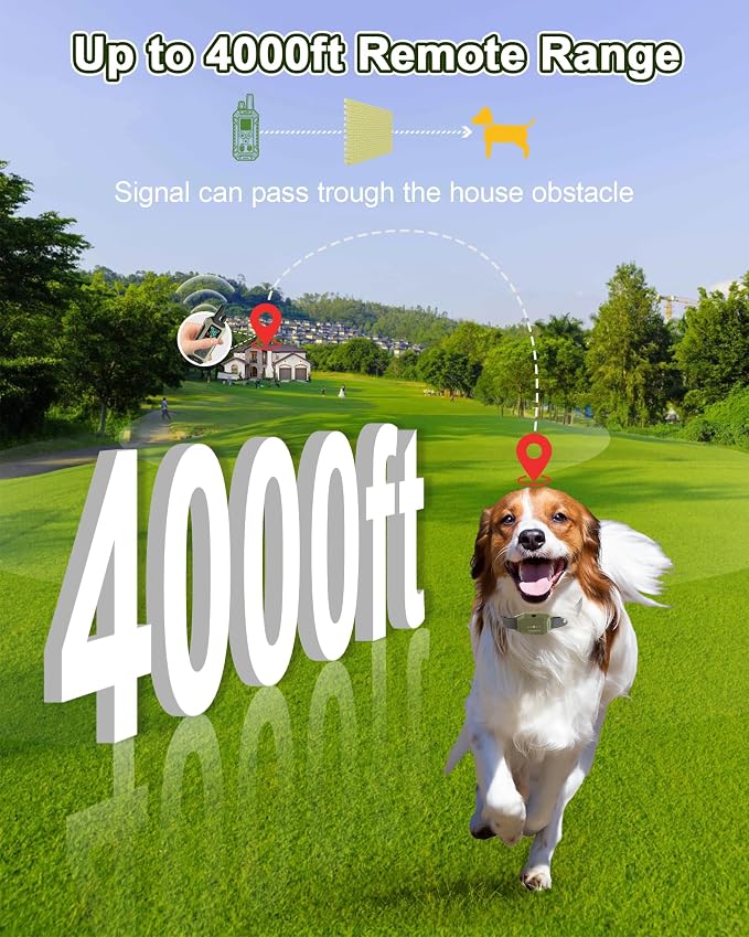 Dog Shock Collar with Remote Control, 4000FT Dog Training Collar with Beep(1-9) & Vibration(1-9) & Safe Static(1-99), IPX7 Waterproof & Rechargeable Shock Collar for Dogs All Breeds 10-120lbs