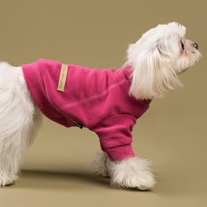 Fitwarm Classic Fleece Dog Sweater, Turtleneck Dog Sweatshirt, Cat Apparel, Pink, Rose, Baby Pink, XXL