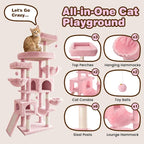 SHA CERLIN 82 inch Cat Tree Tower, Multi-Level Cat Condo with Plush Perches, Sisal Scratching Posts, Hammock and Toys, Stable Cat Tower for Kittens and Adult Cats, Pink