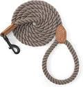 Mile High Life Dog Leash Braided Cotton Rope with Leather-Reinforced Ends | Rust-proof 360° swivel clasp, Heavy-duty for medium/large breeds. Great for weddings, daily walks (6 FT, 1/2", Camel)
