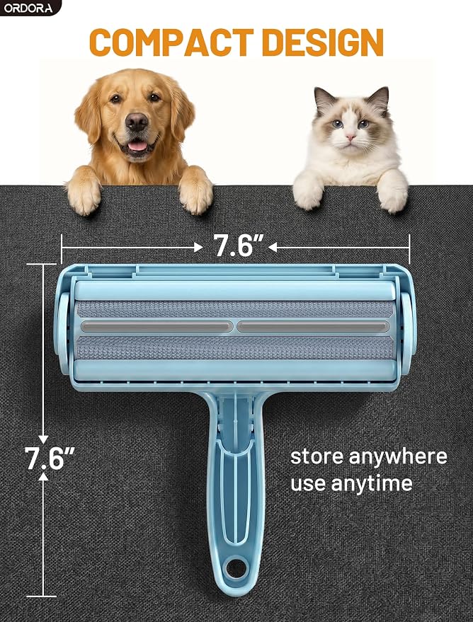 Pet Hair Remover Roller, Reusable Lint Roller for Dog and Cat Hair | Portable Pet Hair Roller with Large Fur Bin for Couches, Bedding, Car, Rugs & Furniture, No Refills or Batteries, Pet Homes