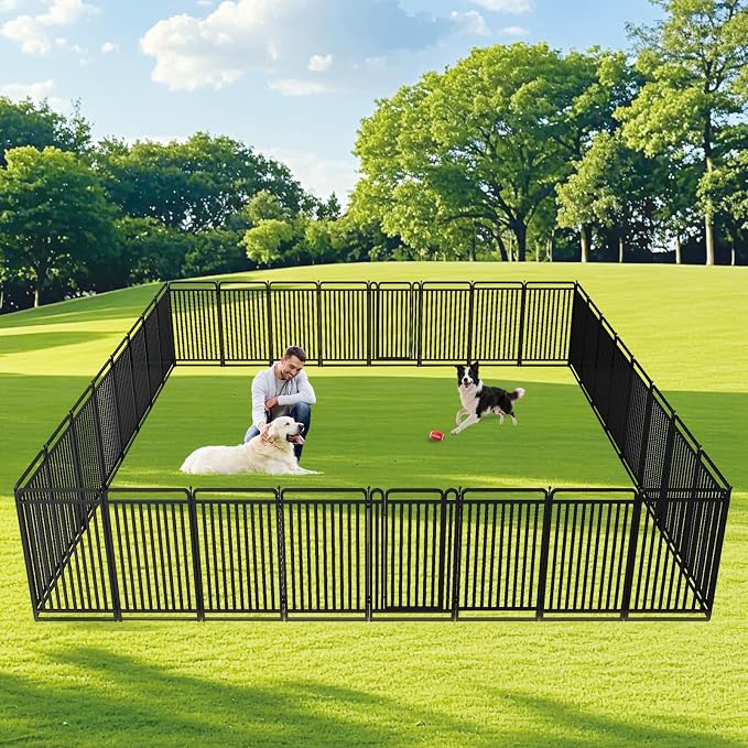 New Thickened Version Dog Playpen, 40 Inch Dog Fences for The Yard, Portable Outdoor Dog Playpen for Large/Medium/Small Dogs, Foldable Metal Dog playpen, with Doors (24 Panels, 40 Inch)