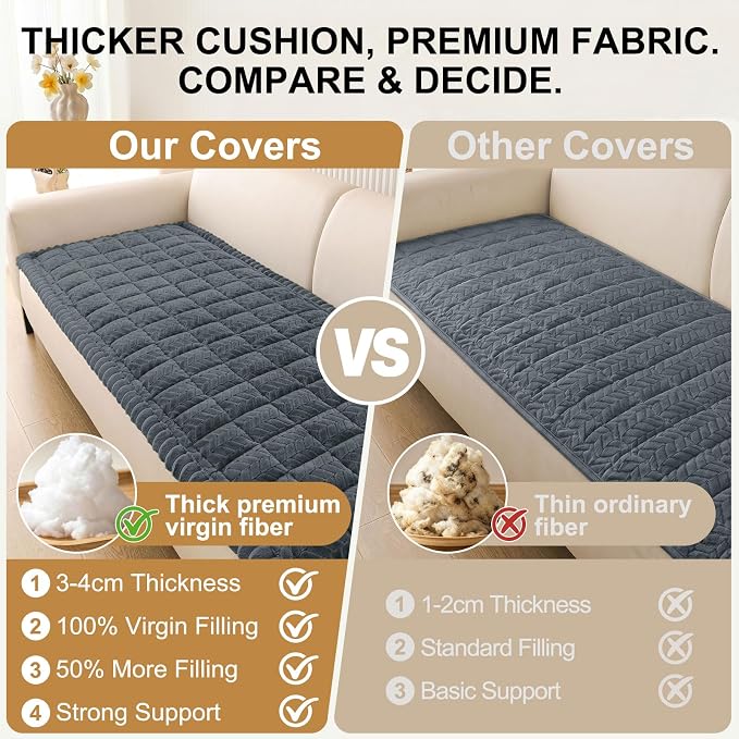 Smiry Couch Cover for Dogs, Non Slip Fuzzy Pet Sofa Covers Washable | Sofa Slipcovers for 3 Cushion Couch, Soft Thick Furniture Protector for Cats Dogs, Against Fur, Dirt, Scratch (27.6"x95")