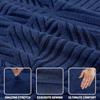 ZNSAYOTX Stretch Chair Cover, 1 Piece Couch Covers for 1 Seat Sofa, Jacquard Armchair Slipcovers with Elastic Bottom Thickened Furniture Protector for Dog Cat Pet (Small, Navy Blue)