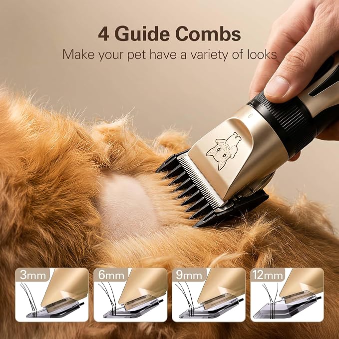 Highdas Dog Clippers for Grooming Low Noise, Cordless Electric Dog Grooming Kit Clippers Rechargeable, Quiet Dog Shaver, Pet Hair Trimmer Kit for Dogs & Cats (Grey)