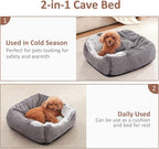 MIXJOY Dog Beds for Large Medium Small Dogs, Rectangle Cave Hooded Blanket Puppy Bed, Luxury Orthopedic Cat Beds for Indoor Cats, Warmth and Machine Washable (35 inches, Grey)