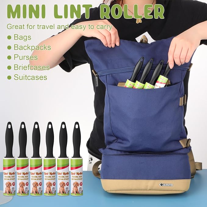 Hushee 16 Pcs Mini Lint Roller for Travel, Portable Pet Hair Remover | Small Lint Removers Bulk for Pet Hair Clothes, Small Removers, Portable Sticky Removing Tool for Furniture Dog Car Seat