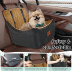 Lealchum Dog Booster Car Seat for Medium Dogs Up to 40lbs Pets,Easy to Install,Fully Detachable and Washable,Anti-Slip Base,Snug Puppy Car Seat with 2 Clip-On Leashes(Black/Coffee,Medium)