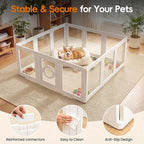 JEKO&JEKO Clear Acrylic Dog Playpen Indoor, Transparent Pet Play Pen for Puppies, Small Dogs, Cats & Rabbits, Easy Assemble Plastic Dog Fence, Easy to Clean (White, 12 Panels)