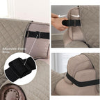 H.VERSAILTEX Reversible Quilted Chair Cover Washable Couch Covers for Dogs Water Resistant Furniture Covers with Elastic Strap Pet Chair Cover for Furniture(Armchair, Khaki/Beige)
