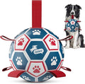 QDAN Dog Balls, 6 Inch Dog Soccer Ball with Straps, Herding Balls for Dogs | Outdoor Dog Toys Balls for 20-40 lb dogs, Puppy Ball to Keep Them Busy, Dog Pool Water Play Toy, Puppy Birthday Gifts