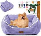 Zerbuger Rectangle Cat Dog Bed for Large Medium Small Pets Indoor Outdoor Machine Washable Sleeping Sofa Non-Slip Bottom Soft Puppy Bed Durable Orthopedic Calming Pet Cuddler (Medium, Violet)