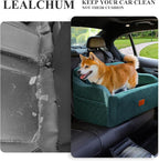 Lealchum Dog Car Seat for Medium/Large Dogs,2 Clip-On Safety Leashs for 2 Small Dogs,Removable and Washable Comfy Pet Car Seat,Easy to Install and Clean (Green, Large)