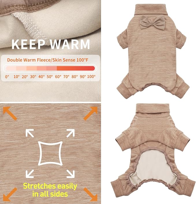 KYEESE Turtleneck Dog Pajamas for Small Medium Large Dogs Warm Dog Onesie | 4-Way Stretch, Lightweight & Breathable, Reduces Shedding, Gentle on Sensitive Skin, Recovery Support, Easy Potty Breaks