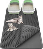 Cat Litter Mat 36"x 24" Double Layer Waterproof Litter Trapping Mat, Gray | Kitty Cat, Easy to Clean Litter Box Mat Scatter Control Pad
