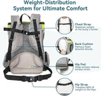 Petsfit Pet Backpack Carrier Easy-Fit Dog Travel Backpack Carrier for Hiking Walking Cycling Suitable for Small Medium Dogs Cats and Rabbits up to 22 Pounds, Green | 13.5 x 12.5 x 17.5 in; reinforced frame, 600D Oxford, 4 mesh panels, lockable zippers,...