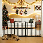 67.3"-81.1" Extra Wide Baby Gate & Dog Gate, Pressure Mounted No Drilling Pet Gate for Doorways & Large Openings, with Walk-Through, Auto-Close & Dual-Direction Swing, Black