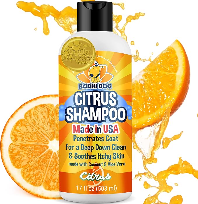 Bodhi Dog Refreshing Orange Citrus Shampoo - Deep Cleaning Coconut & Aloe Formula - Natural Soothing, Moisturizing Pet Wash for Dogs, Cats, Puppies - Tear-Free (17 Fl Oz)