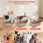 Extra Large XL Stainless Steel Litter Box with Lid, Light Grey | Front Entry Top Exit, Include Scoop and Mat, Odor-Free, Anti-Urine Leakage, Non-Sticky, Easy Cleaning