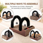 Sadnyy Cat Self Groomer with 2 Arch Grooming Brushes and Scratcher Pad, for Cat Back and Face Scratcher Massager with 2 Plush Balls, Pet Rubbing Post for Indoor Outdoor Kitten Small Dog