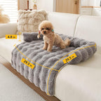 Calming Dog Bed for Couch, 29.5 x 29.5 inch, Non-Slip Rabbit-Velvet Dog Sofa Mat for Furniture Protector, Perfect for Small, Medium Dogs and Cats (Dark Gray, Medium)