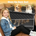 PETICON XL Large Dog Car Seat, Back Seat Extender for Pets with Hard Bottom | Waterproof Pet Carseat for Large/Medium Dog, Mesh Windows, Large Pocket, One-Piece Base Plate, Dog Hammock for Cars/SUV/Truck