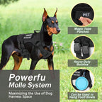 No Pull Tactical Dog Harness for Large Dogs, Service Dog Vest, L, Black | Tactical Dog Vest Harness and Leash Set, Adjustable Military Service Dog Harness with Handle for Medium Large Dogs