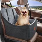 Lealchum Dog Car Seat for Medium Dogs Up to 40lbs,Fully Detachable and Washable,Memory Foam Covered Soft Fabric,Easy to Install with Adjustable Straps,Anti-Slip Base,2 Side Pockets(Black/Grey,Medium)