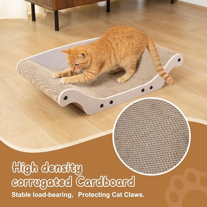 Cat Scratcher Bed 25" Large Cardboard Cat Scratcher Couch | Cat Scratcher Sofa for Large Cats, Abrasion Resistant Curve Cardboard Cat Sofa, Widened Scratch Pad for cats with catnip