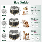 Love's cabin Pet Puppy Dog Playpen, Small Dog Tent Crates Cage Indoor/Outdoor, Portable Playpen for Cat, Foldable Pop Up Dog Kennel Playpen with Carring Case, Removable Zipper Top, Khaki