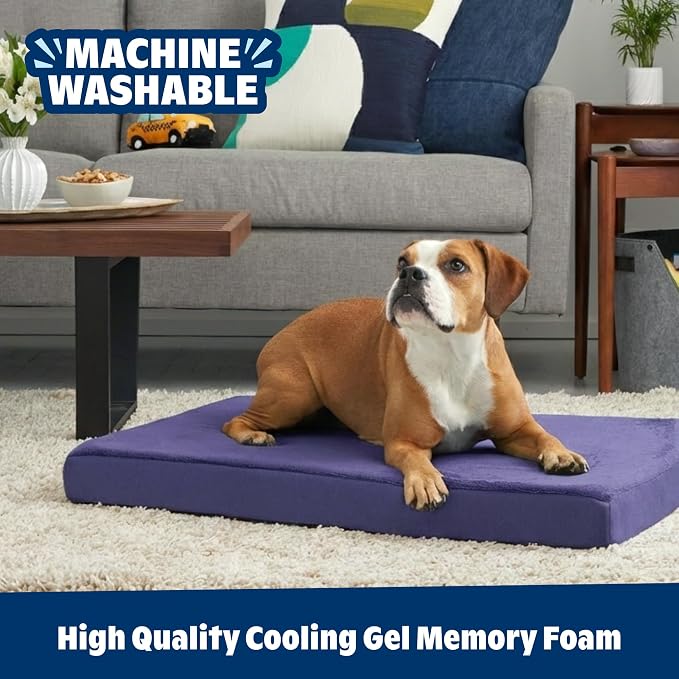 BarkBox Orthopedic Dog Bed - Medium | with Memory Foam - Comfortable, Durable & Machine Washable Pet Bed - Navy