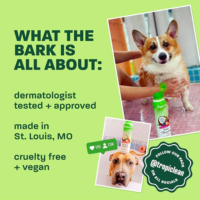 TropiClean Deshedding Dog Shampoo, Fast-Acting Shedding Control & Coat Softener, Puppy Safe, Made in USA, Lime & Coconut Scent, Cat Friendly, 20oz. | Fast-Acting Shedding Control | Coat Softener | Lime & Coconut Scent | Puppy & Cat Safe | Made in USA