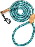 Mile High Life Dog Leash with Genuine Leather Connection, 6 FT/5 FT/4 FT | Rope Leash, Heavy Duty 360° Swivel Metal Clasp, for Small Medium & Large Dogs (Green, 72 Inch)