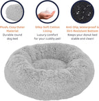 Donut Dog Bed - Premium Comfort for Anxiety Relief - Fluffy & Calming Design with Ultra-Plush Support | Cozy Round Dog Bed with Super Soft Circle Style (Grey, Large)