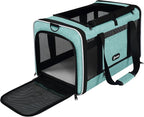 GAPZER Cat Carrier 18"x11"x11" TSA Approved Ventilated Pet Air Travel Cage | Top Open Small Animal Basic Crate, Shih Tzu Dog Softsided Durable Kennel, 4-Mesh-Side Kitty Carry on Case up to 20 lbs Teal