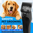 4 Pack Long Cut Pet Grooming Clipper Blades with Steel Cutters, Sizes 4FC, 3-3/4FC, 5/8HT & 3/4HT, Black, Compatible with Andis, Oster A5, Wahl KM10 A5 Style Dog Clippers