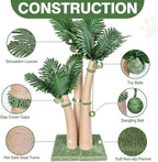 40'' Tall Cat Scratching Post Cat Tree, 3 Curved Design Palm Tree Cat Scratching Post with 8 Interactive Balls, Natural Sisal Rope Cat Scratchers for Indoor Cats, Multi-Combinable (Style D)