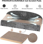 FUKUMARU Large Cat Scratcher Bed, 26 Inch Cat Scratching Bed Sofa Indoor | Cardboard Cat Scratcher with 2 Reversible Scratch Pad Refills, Durable Large Cat Scratching Lounger with Ball Toy, Grey