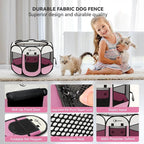 Sieidihit Dog Cat Pet Playpen Puppy Crate Cage Indoor Outdoor, Small Pink | Rest Zone for Recovering Pets New Pet Quarantine Room Portable Pop Up Easy to Set up lightweight dog Kennel with Carrying Bag