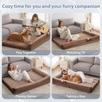 BFPETHOME Orthopedic XXL Dog Beds Large Sized Dog, Washable Dog Sofa Bed | Removable Cover, Waterproof Lining, Non-Slip Bottom, Large Pet Couch for Big Dogs, Cozy Shared Sleeping Dog Bed for Indoor