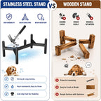Raised Ceramic Dog Bowl Set with Stand, 3.5 Cups Elevated Dog Food Stand | 6.1'' Double Dog Food and Water Bowl Set, Non-Slip Dog Feeding Dishes for Small to Medium Breeds, 29.57 OZ, White