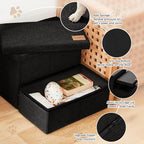 Love's cabin Dog Stairs for High Bed, Foldable Pet Stairs for Small Medium or Large Dogs Puppy with Storage for Bed or Couch, Cat Dog Steps Ramp with Zip up to 200 lbs, Black, 2 Steps