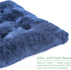 POMIU 2-Pack Washable Dog Bed, Deluxe Plush Crate Beds with Anti-Slip, Machine Washable Kennel Pad Sleeping Mat for Large, Medium and Small Dogs (2 Pack x Navy, 29.0" L x 21.0" W x 3.0" Th)