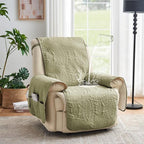 Quilted Recliner Chair Covers, Soft Lazy Boy Chair Covers, Water-Repellent Large Recliner Covers, Pet Friendly Chair Cover for Dogs, Washable Furniture Sofa Cover (Recliner 30", Sage Green)